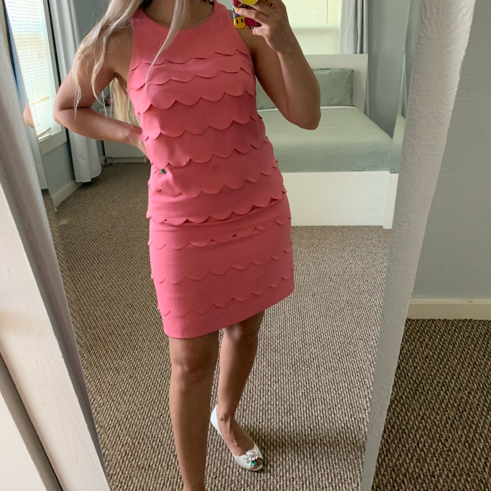 COPY - WHBM Scalloped Tiered Sculpted Shift Dress